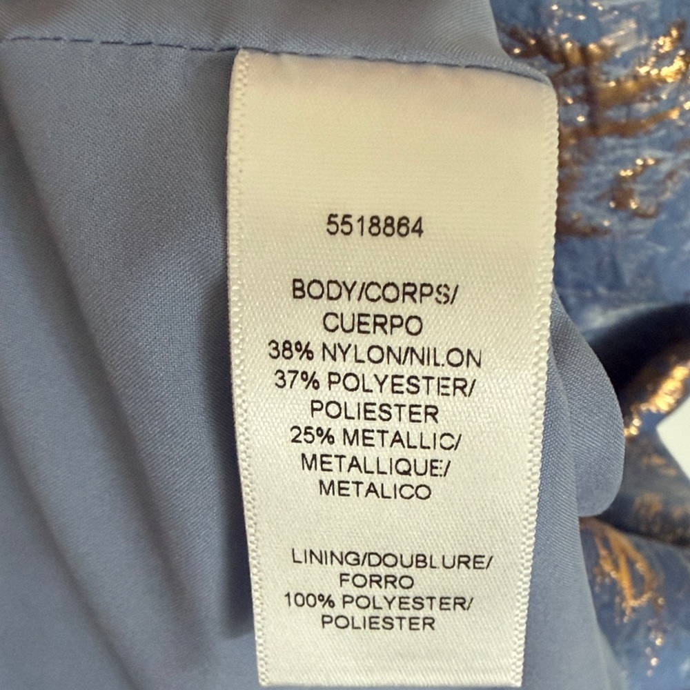 Elegant Kay Unger Blue and Gold One-Shoulder Dress - Picture 4 of 4